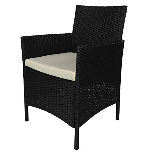 Ambientehome 2er Set Sessel Polyrattan Schwarz Silln, Negro