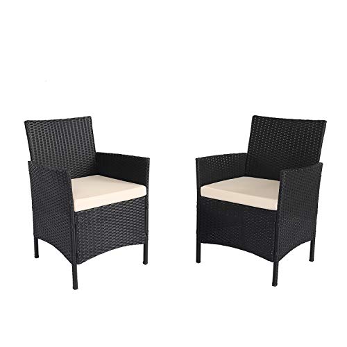 Ambientehome 2er Set Sessel Polyrattan Schwarz Silln, Negro