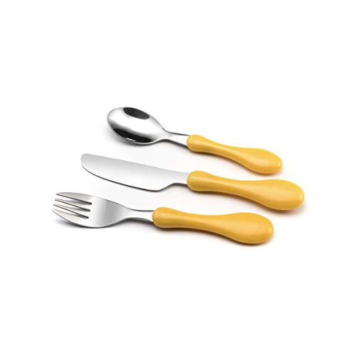 Amefa Nuage Set Cubiertos con Tenedor, cucharra, Cuchillo, Acero Inoxidable, Amarillo, 5x5x21 cm, 3 Unidades