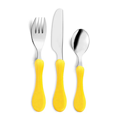 Amefa Nuage Set Cubiertos con Tenedor, cucharra, Cuchillo, Acero Inoxidable, Amarillo, 5x5x21 cm, 3 Unidades