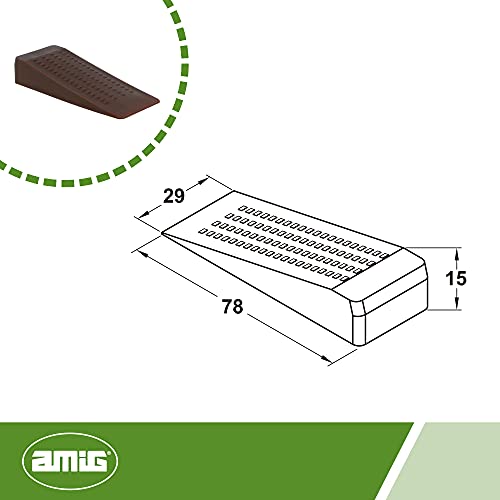 Amig Retenedor de Cuña de Plástico en Color Marrón Oscuro en Pendiente con Marcas Antideslizantes para Puertas de Paso de Interior, Protege Paredes y Muebles, para Todo Tipo de Suelos