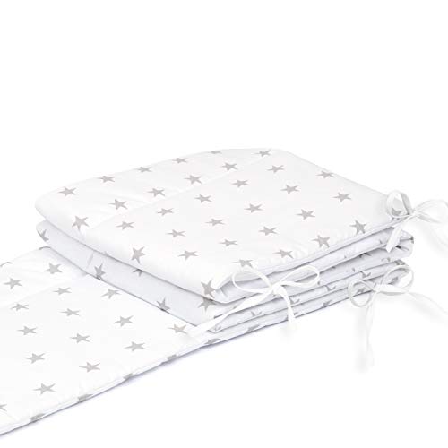 Amilian - Protector de cabeza para cuna, 420 x 30 cm, 360 x 30 cm, 180 x 30 cm, protector de bordes para bebé, diseño de estrellas, color blanco (A3) (180 x 30 cm)