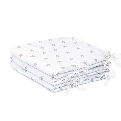 Amilian - Protector de cabeza para cuna, 420 x 30 cm, 360 x 30 cm, 180 x 30 cm, protector de bordes para bebé, diseño de estrellas, color blanco (A3) (180 x 30 cm)