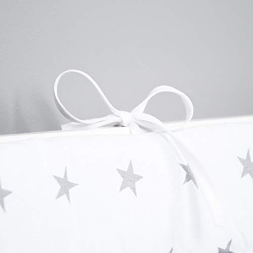 Amilian - Protector de cabeza para cuna, 420 x 30 cm, 360 x 30 cm, 180 x 30 cm, protector de bordes para bebé, diseño de estrellas, color blanco (A3) (180 x 30 cm)