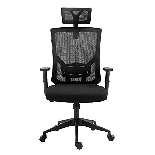 AMINITURE Silla de Oficina Ergonómica, Silla de Escritorio con Respaldo Alto, sillas de Malla con reposacabezas/apoyabrazos Ajustables y Soporte Lumbar