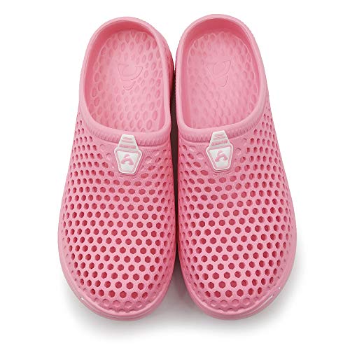 AMOJI Unisex Zuecos Zapatos de jardín Zapatillas de Hombre Zapatos de Goma de plástico Mujeres Damas Caballeros Hombre Mujer Ligero Adulto AM1761 Rosa 44 EU