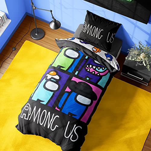 Among Us Set de Juego de Cama Doble o Individual y Fundas de Almohada, Regalos para Niños y Adolescentes (Single)