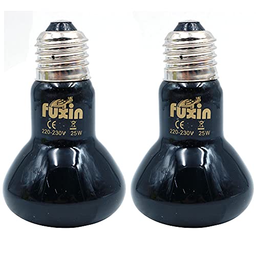 ANCLLO 2 bombillas de calefacción para reptiles, lámpara de calor infrarroja duradera, bombilla de luz de calentamiento, luz negra para mascotas para reptiles y lagartos anfibios 220-240 V (25 W)