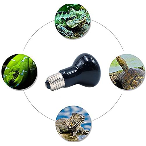 ANCLLO 2 bombillas de calefacción para reptiles, lámpara de calor infrarroja duradera, bombilla de luz de calentamiento, luz negra para mascotas para reptiles y lagartos anfibios 220-240 V (25 W)