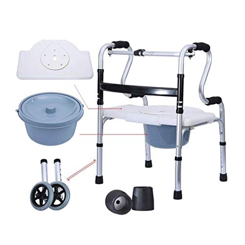 Andador con Andador estándar para Silla de Ducha con Inodoro con Maceta para Personas Mayores Andador con Andador Plegable con 2 Ruedas Silla de Transporte con armazón para Caminar