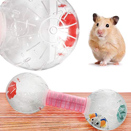 Andiker Bola para hámster de 14 cm, ejecución rueda del hámster pequeño animal doméstico plástico y bonita bola de ejercicio de seda dorada Shin Tzu Oso rueda de correr juguete naranja