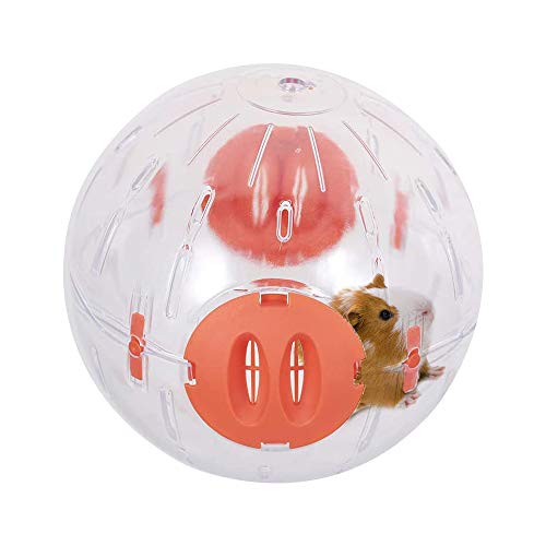 Andiker Bola para hámster de 14 cm, ejecución rueda del hámster pequeño animal doméstico plástico y bonita bola de ejercicio de seda dorada Shin Tzu Oso rueda de correr juguete naranja