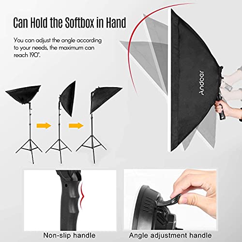 Andoer Softbox Kit de Fotografía Estudio, con 2 Softbox de 20x 28in, 2 Luz LED Regulable de Temperatura de Doble Color 80W 3200K/5500K para Foto Retrato Estudio Video Producto Fotografía Youtube