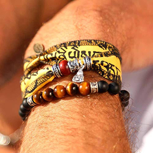 Anisch de la Cara Hombre Pulsera Earth Star - Pulsera de Deseo Tibetano Hecha de Banderas de oración tibetanas Star Wish - Arte no 93320-y