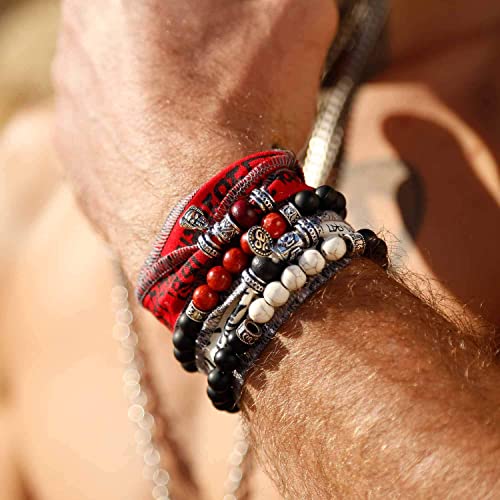 Anisch de la Cara Hombre Pulsera Fire Star - Pulsera de Deseo Tibetano Hecha de Banderas de oración tibetanas Star Wish - Arte no 93320-r