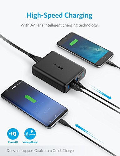 Anker Power Port C de 5 Puertos USB Cargador 60 W Cargador de Pared, 1 Puerto con Power Delivery para Apple MacBook, Nexus 5 x/6P y 4 Puertos PowerIQ para iPhone, iPad, Samsung y Otros Dispositivos