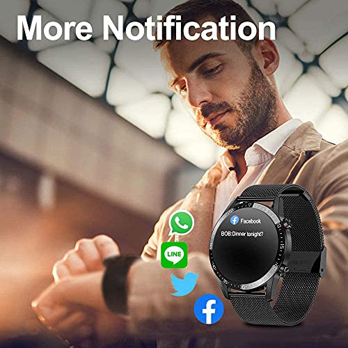 ANMI Smartwatch Relojes Inteligentes Hombre,Reloj Digital Caloría, 1.3 Pulgadas con Ritmo Cardíaco,Sueño, Control de Musica, Pulsera de Actividad Inteligente con iOS Android(Negro)