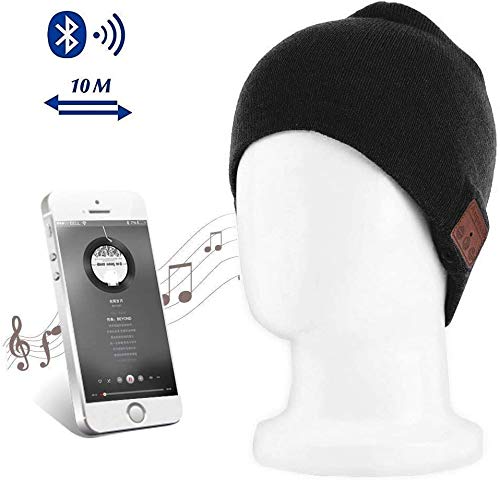 Anpress - Beanie Bluetooth - Conjunto de gorro + guantes portátiles «touch screen» hechos con punto para escuchar música en estéreo sin hilos, vía Bluetooth