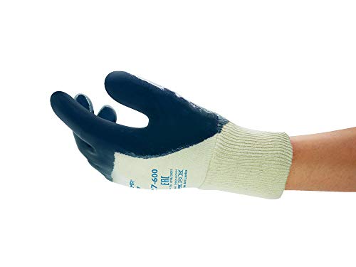 Ansell ActivArmr 27-600 Guantes de Trabajo, Extra-Resistente para Trabajos Pesadas, Resistencia a Cortes y Aceite, Revestimiento de Nitrilo sin Silicona, Tamaño 10/XL (12 Pares)