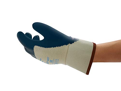 Ansell ActivArmr 27-607 Guantes de Trabajo, Extra-Resistente para Trabajos Pesadas, Resistencia a Cortes y Aceite, Revestimiento de Nitrilo sin Silicona, Tamaño 9 (12 Pares)