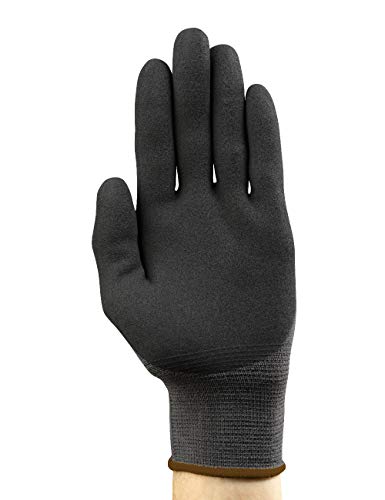 Ansell HyFlex 11-840 - Guantes de trabajo profesionales, resistentes a la mecánica, protección multiusos, montaje, mecánicos, industriales, hombres y mujeres, reutilizables, negro, talla S (1 par)