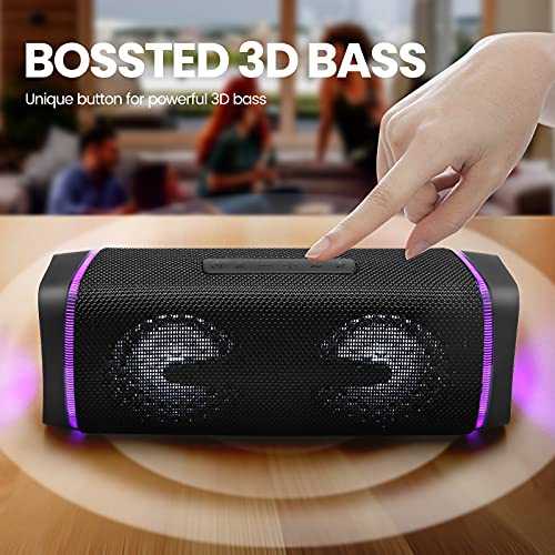 ANTHTER Altavoz Bluetooth Portátil, 40W Altavoz inalámbrico, Extra Bass y LED Ambiental, Altavoz para Fiestas, Impermeable y Resistente al Polvo IP67, 30 h de batería