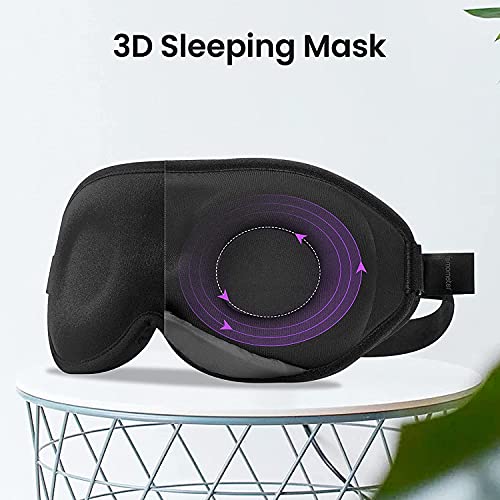 Antifaz para dormir para hombres y mujeres, cubierta de ojos contorneada en 3D, máscaras de ojos con luz 100% de bloqueo con correa ajustable, espuma viscoelástica suave y cómoda