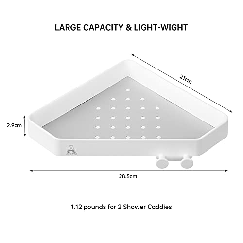 ANVAVA 2 Pcs Estantería de Baño Esquinero Estante Ducha ABS Material Estantería para Baño Ducha Cocina Hotel, Blanco