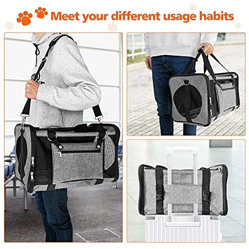 Anykuu Transportín Gato Perro, Bolsa de Transporte Plegable Portátil y Transpirable, Transportin para Mascotas, 47 * 27 * 28CM, Bolso de Viaje Impermeable con Cuenco Plegable, Resistente a Rayones