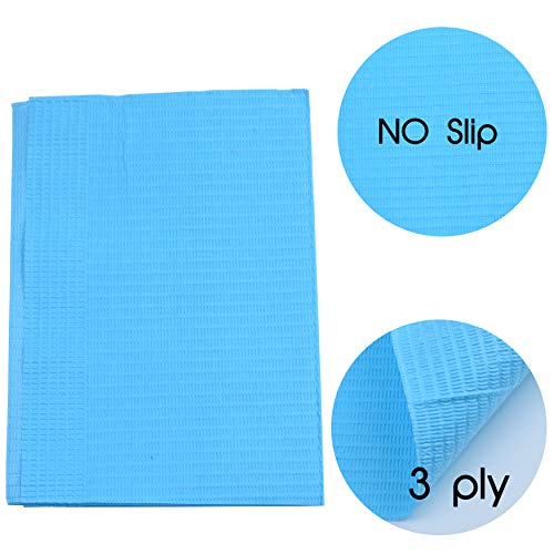 Aokbean 125 piezas 13x17,7 pulgadas 3 Capas Mantel Desechable para Tatuajes Mantel Impermeable para Tatuajes Almohadilla de limpieza de Toalla para Suministros de Tatuaje (Azul)