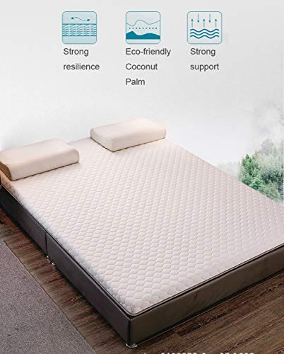 AORISSE Colchón, Colchón Antideslizante De Látex De Palma De Coco Enrollable Colchón De Tatami para Dormitorio Plegable Y Alfombrillas Colchón Futón Japonés Doble Individual,Blanco,60 * 120 cm