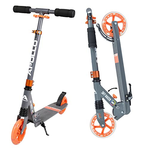 Apollo Scooter LED - Skyracer con Ruedas LED 145 mm City Scooter con suspensión, City Roller Plegable y Ajustable en Altura, Kick Scooter para niños y Adolescentes