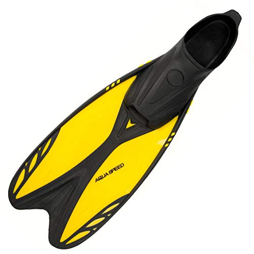 Aqua Speed INOX Aletas de Buceo (Amarillo Gris Esnórquel Piscina Alquiler Mar Playa Bolsa de Transporte), Color:Negro - Amarillo, Tamaño:44/45