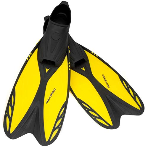 Aqua Speed INOX Aletas de Buceo (Amarillo Gris Esnórquel Piscina Alquiler Mar Playa Bolsa de Transporte), Color:Negro - Amarillo, Tamaño:44/45