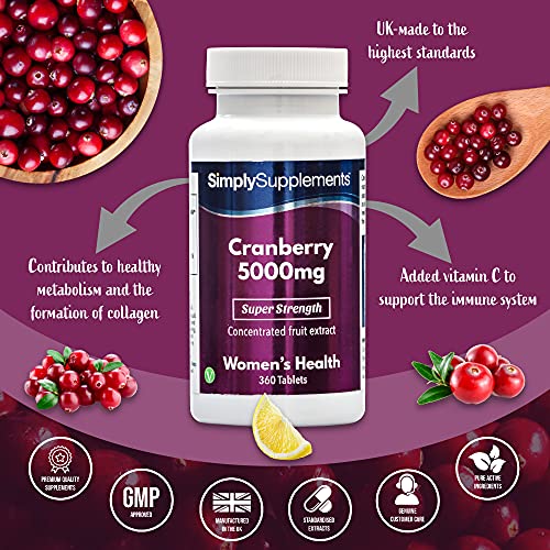 Arándanos Rojos 5000mg - ¡Bote para 4 meses! - Apto para veganos - 360 Comprimidos - SimplySupplements