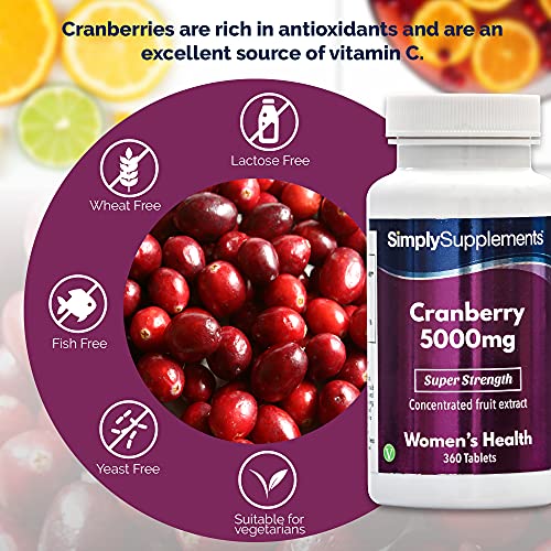 Arándanos Rojos 5000mg - ¡Bote para 4 meses! - Apto para veganos - 360 Comprimidos - SimplySupplements