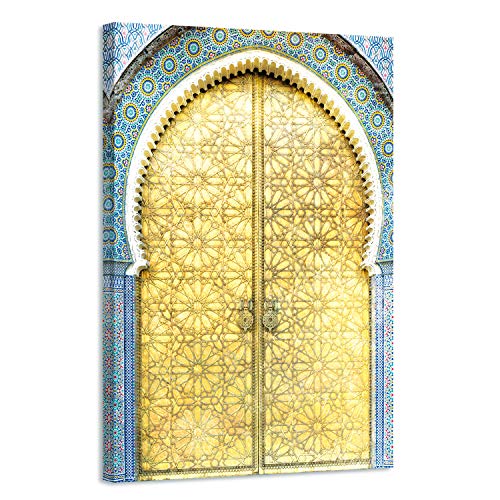 Arjazia Cuadro Arabe Puerta – Decoración de pared Oriental – 60 x 40 cm y 90 x 60 cm – Impresión sobre lienzo de alta resolución – Lienzo tensado sobre un marco de madera (60 x 40 cm)