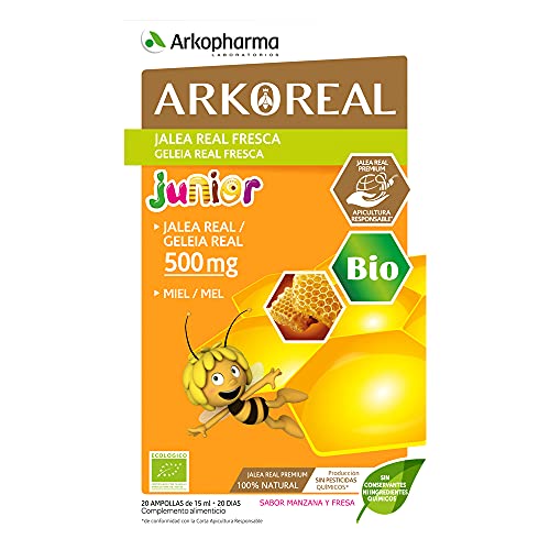 Arkopharma Arkoreal Jalea Real Junior BIO Pack 40 Ampollas, Jalea Para Niños, Tónico Y Revitalizante, Jalea Real Premium 100% Natural, Complemento Alimenticio