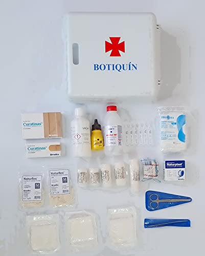 ARMARIO BOTIQUIN EQUIPADO CON VARIOS ARTICULOS PARA REALIZAR PRIMERAS CURAS EN CASO DE EMERGENCIA TAMAÑO: 245 MM X 280 MM X 100 MM BLANCO PARA COLGAR EN LA PARED