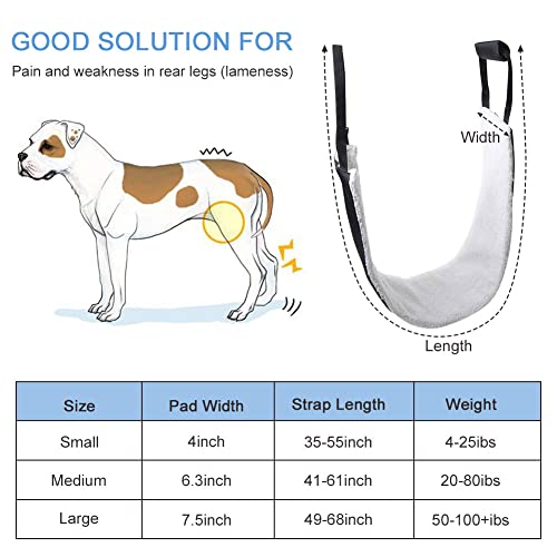 Arnés de Soporte para Perros, arnés Trasero de elevación para Perros para piernas débiles, arnés Trasero Ajustable con asa para Perros discapacitados, lesionados y Ancianos (Large)