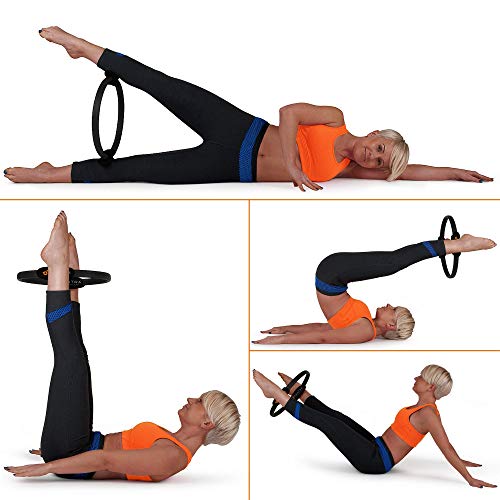 Aro Pilates - Anillo de Pilates Resistencia - Círculo Mágico aparatos para hacer ejercicio casa para abdominales, piernas - los Muslos Internos y Externos – Mejora Fitness y Postura – Poster y Bolsa