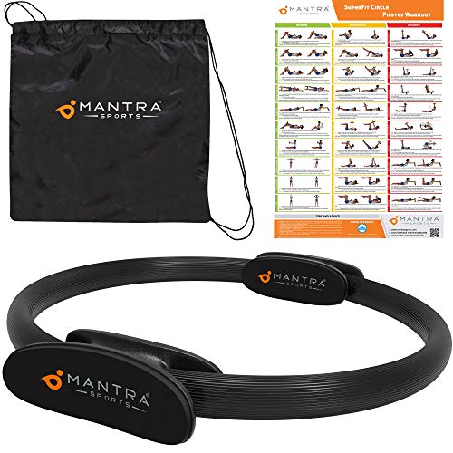 Aro Pilates - Anillo de Pilates Resistencia - Círculo Mágico aparatos para hacer ejercicio casa para abdominales, piernas - los Muslos Internos y Externos – Mejora Fitness y Postura – Poster y Bolsa