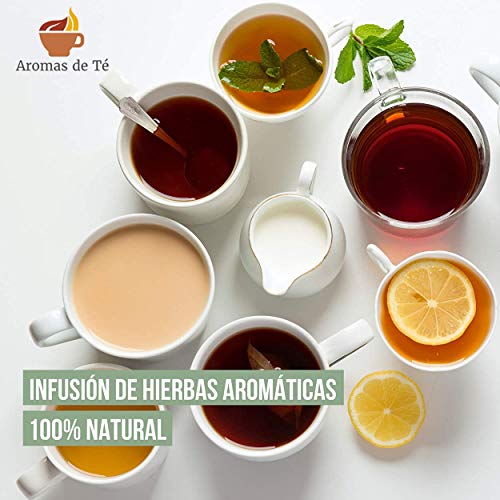 Aromas de Té | Té Rojo Pu Erh Arcoiris 100 gr | Té Rojo con Cardamomo, Canela, Trozos de Manzana, Trozos de Naranja, Clavo y Pimienta Rosa | Té Adelgazante y Digestivo