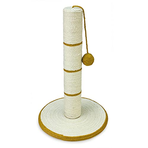 Arquivet Rascador para Gatos de Poste con Bola - Arañador para Gatos - Afilador uñas para Gatos - Blanco y Dorado - 30 x 30 x 46 cm - Juguetes para Gatos, 1 Unidad (Paquete de 1) (8435117843363)