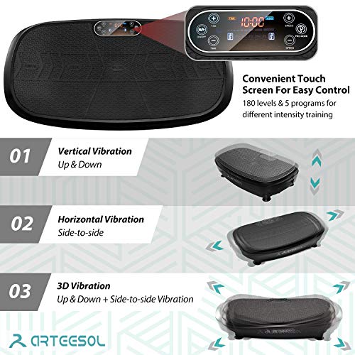 arteesol 3D Plataforma Vibratoria, Plataforma Vibratoria para Adelgazar, Motor Dual, Alta Velocidad, Bluetooth, para Quemar Calorías, Dar Forma a Los Músculos, Mejorar la Circulación Sanguínea