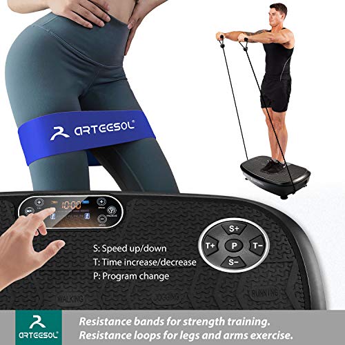 arteesol 3D Plataforma Vibratoria, Plataforma Vibratoria para Adelgazar, Motor Dual, Alta Velocidad, Bluetooth, para Quemar Calorías, Dar Forma a Los Músculos, Mejorar la Circulación Sanguínea