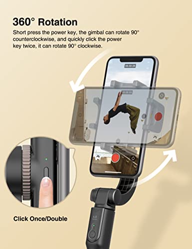 ARTOFUL Estabilizador de Movil, Gimbal Movil Palo Selfie con Control Remoto de 360°Rotación Estabilizador de Equilibrio Automático Para Teléfono Móvil iPhone y Android