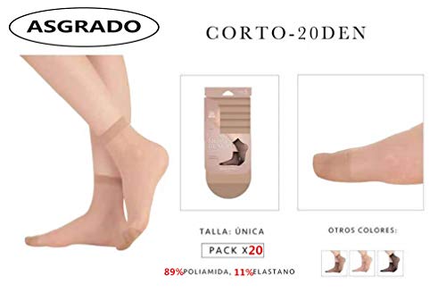 ASGRADO Medias (20 Pares) Cortas Finos de Mujer 20D (Beige)