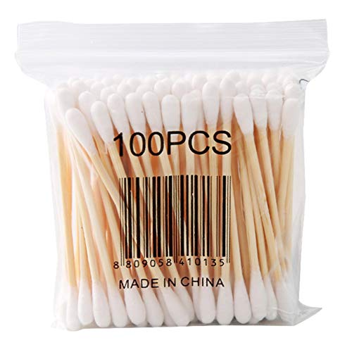 Ashley GAO 100 bolsas suaves de madera palo de doble cabeza hisopo de algodón sanitario hisopo de belleza palo de maquillaje hisopo de algodón palo