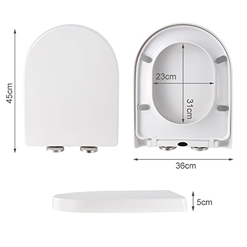 Asiento de Inodoro,Asiento de Tapa WC Blanco en Forma de U,Tapa Inodoro Cierre Suave Lento,Asiento de Inodoro Extraíble,con parachoques con Agarre Hermético,Cierre Silencioso Fácil Instalar y Limpiar